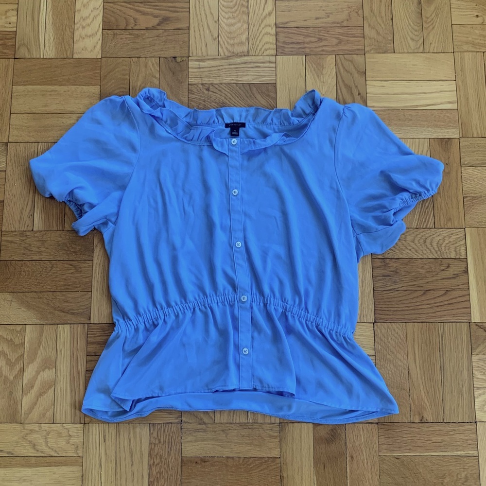 Ann Taylor Blue Peplum Blouse